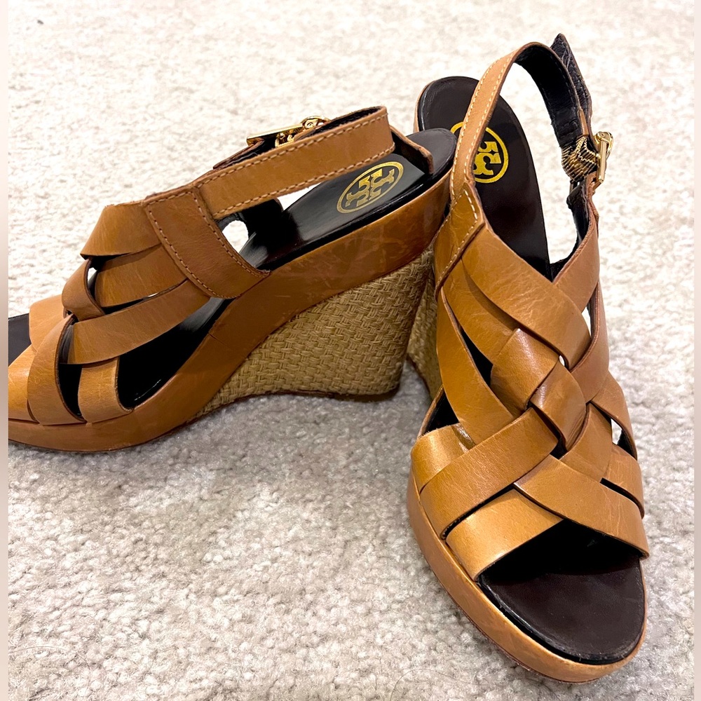 Tory Burch leather wedge heels size 9